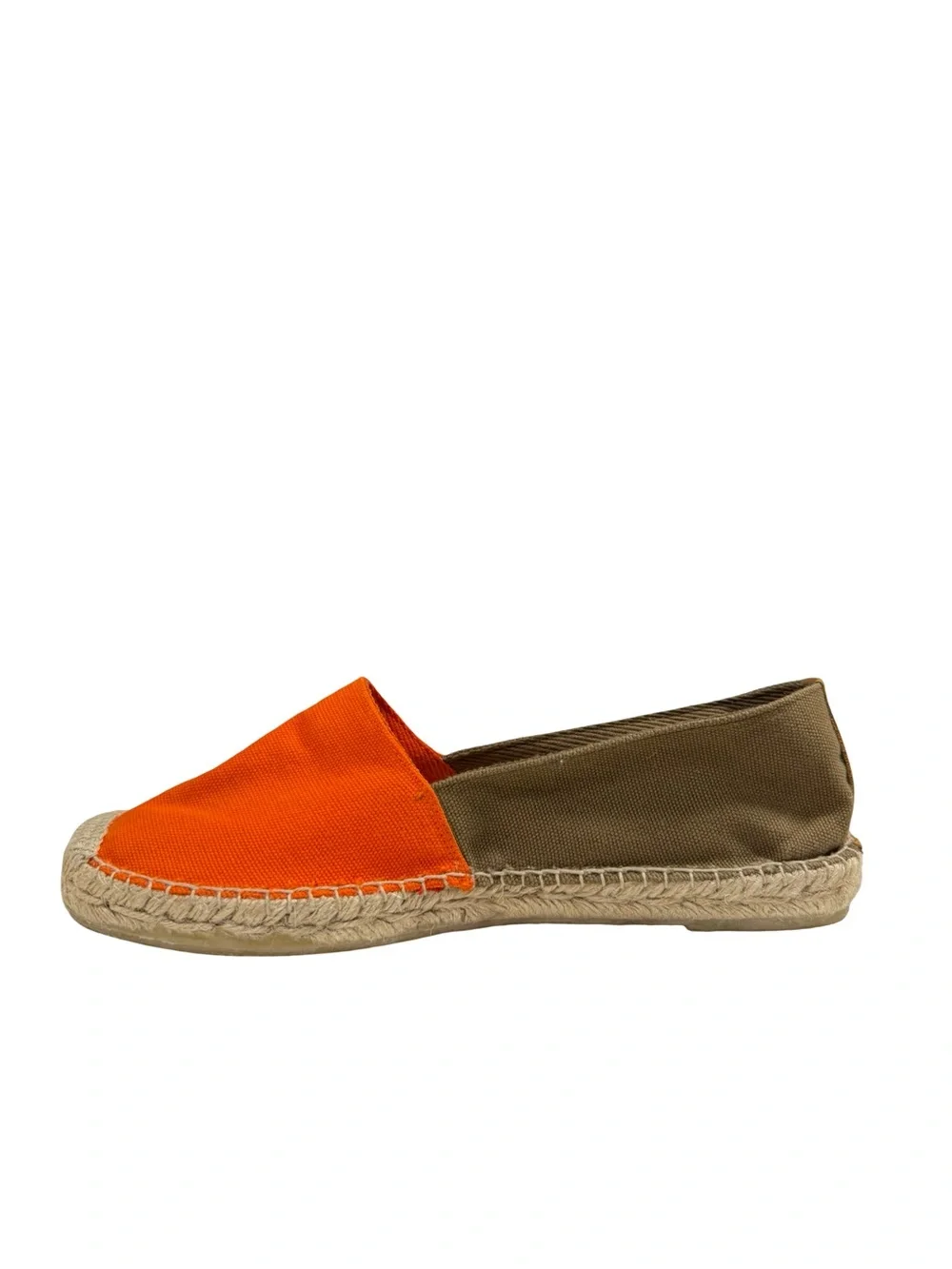Tory Burch Espadrille Flats Womens Sz 8 Canvas Colorblock Orange Summer Resort